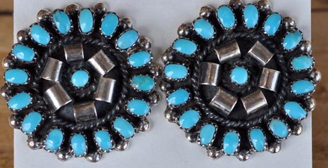 Lorcita Walela | Zuni Turquoise Earrings | Penfield Gallery of Indian Arts | Albuquerque, New Mexico